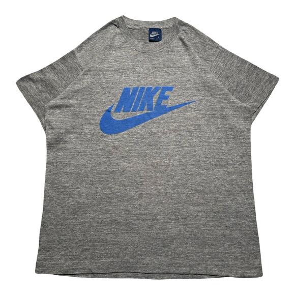 Vintage 70s 80s Nike Single Stitch Graphic T-Shirt Gray Short Sleeve L Rare - Picture 1 of 7